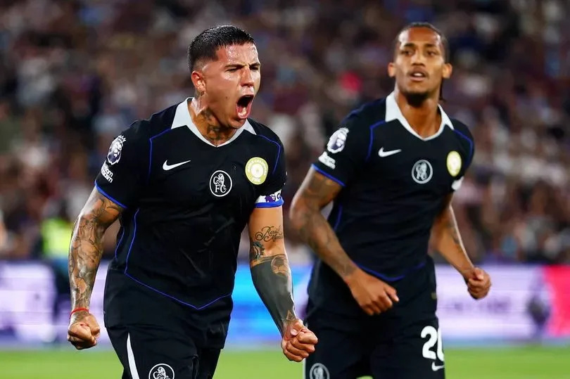 Enzo Fernandez celebrates scoring