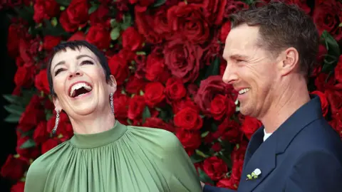 Getty Images Olivia Colman and Benedict Cumberbatch attend "The Roses" UK Premiere at the Odeon Luxe Leicester Square on August 28, 2025 in London, England.
