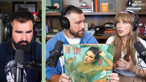 Wondery/Taylor Swift Taylor Swift debuts her new album and the cover on the New Heights podcast
