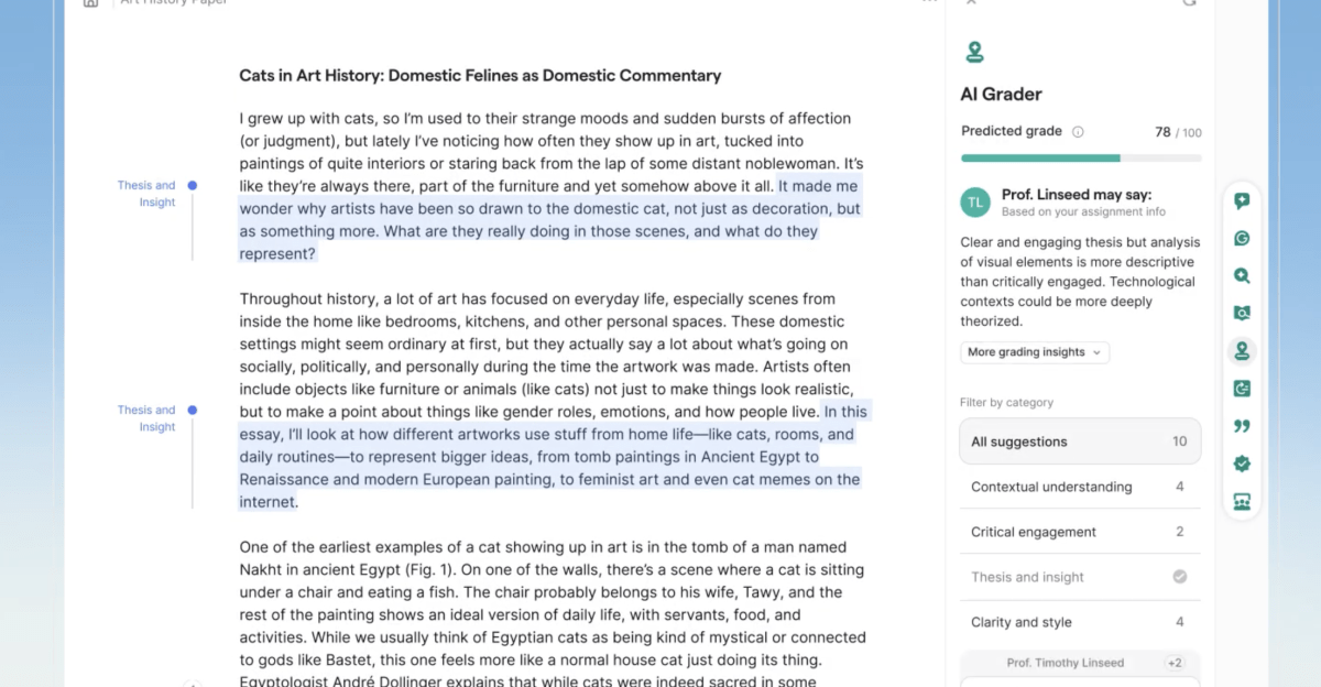 Grammarly says its AI agent can predict an A paper