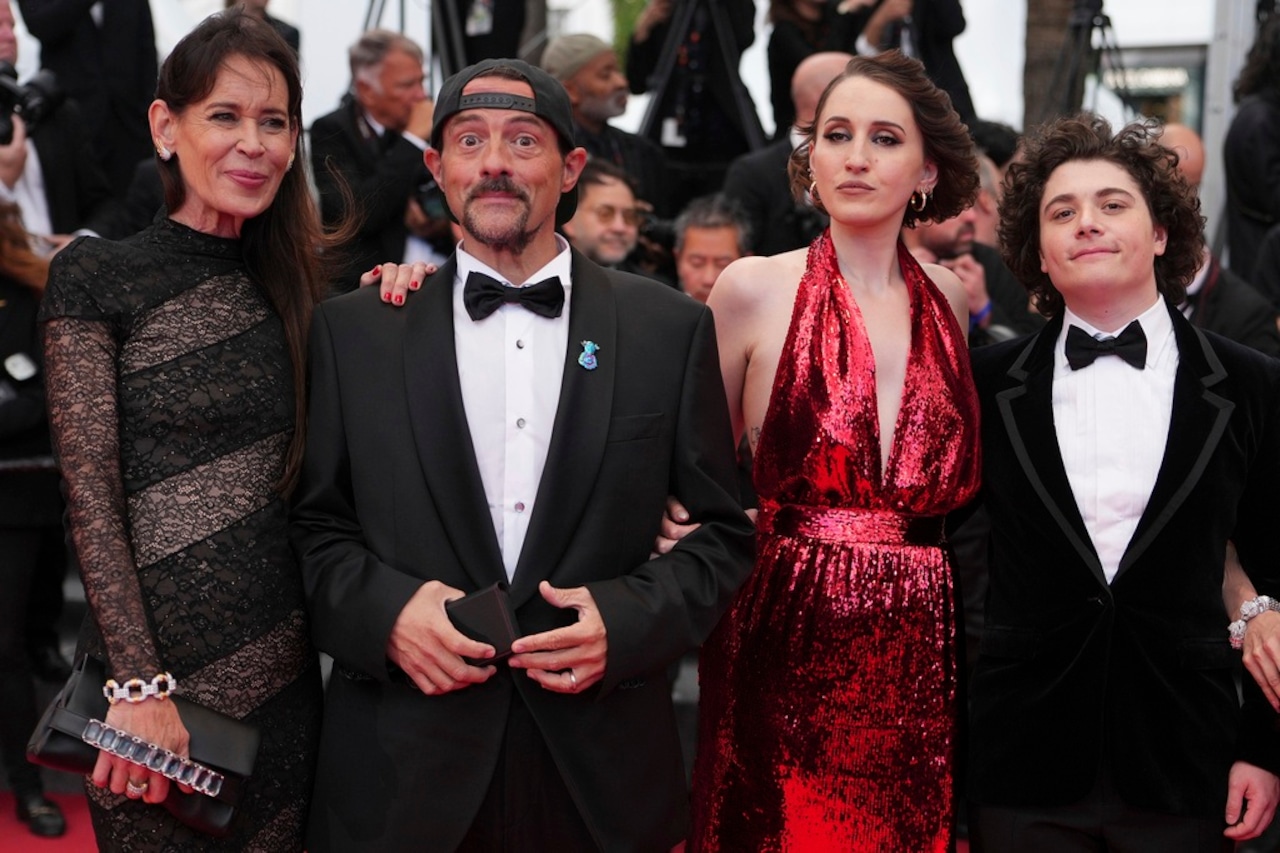 Jennifer Schwalbach Smith, from left, Kevin Smith, Harley Quinn Smith and Austin Zajur