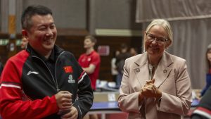 He Xiao, Secretary-General of the Chinese Table Tennis Association, and Petra Sörling, ITTF President