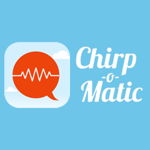 The Chirpomatic logo on a blue background.
