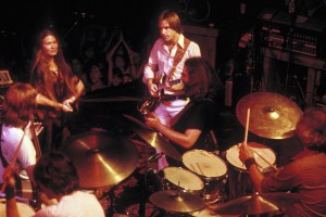 SAN FRANCISCO - JUNE 9:  Mickey Hart, Donna Jean Godchaux, Bob Weir, Jerry Garcia and Bill Kreutzmann performing at Winterland Arena  in San Francisco, California on June 9, 1977. (Photo by Larry Hulst/Michael Ochs Archives/Getty Images)
