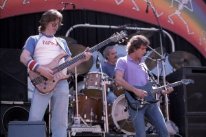 BERKELEY, UNITED STATES - JULY 15: (L-R) Phil Lesh, Bill Kreutzmann and Bob Weir performing with the Grateful Dead at the Greek Theater in Berkeley, California on July 15, 1984. (Photo by Clayton Call/Redferns)