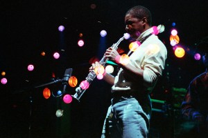 (Note: Multiple Exposure Image) Branford Marsalis performs during the Grateful Dead New Years Eve celebration at Oakland Arena on December 31, 1990 in Oakland, California. (Photo by Tim Mosenfelder/Getty Images)