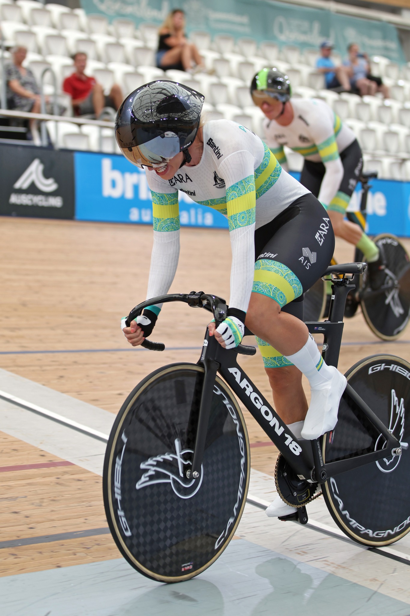 Erin Rowell racing at the 2025 Oceania Track Cycling Championships. Picture: Mat Gilfedder