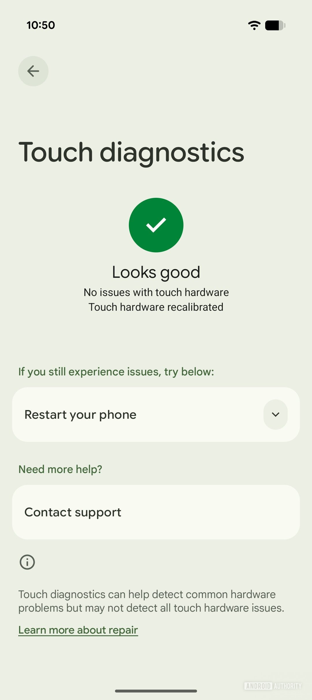 Google Pixel Troubleshooting Device health and support touch diagnostics