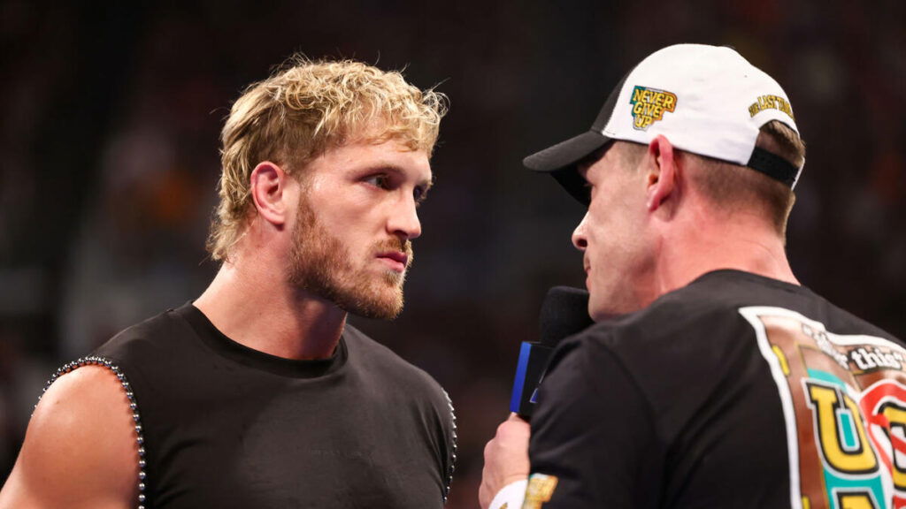 Promo War on WWE Smackdown(22nd Aug): Becky Lynch Outclassed John Cena on Mic 3 John Cena delivering a promo against Logan Paul.
