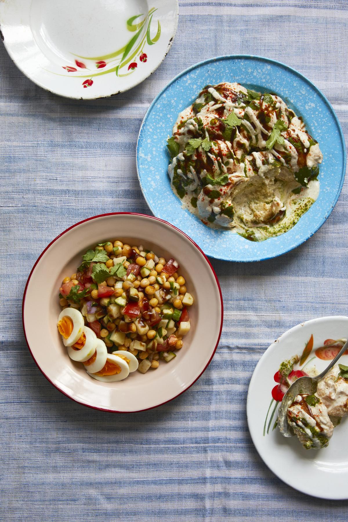 Chotpoti (far left) and Dahi Wada