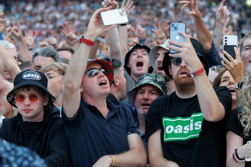 Fans of Oasis during the band's first gig at Croke Park. Photograph: Dan Dennison