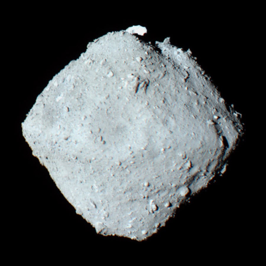 This is a coloured view of the C-type asteroid 162173 Ryugu, seen by the ONC-T camera on board of Hayabusa2 (Credit : ISAS/JAXA)