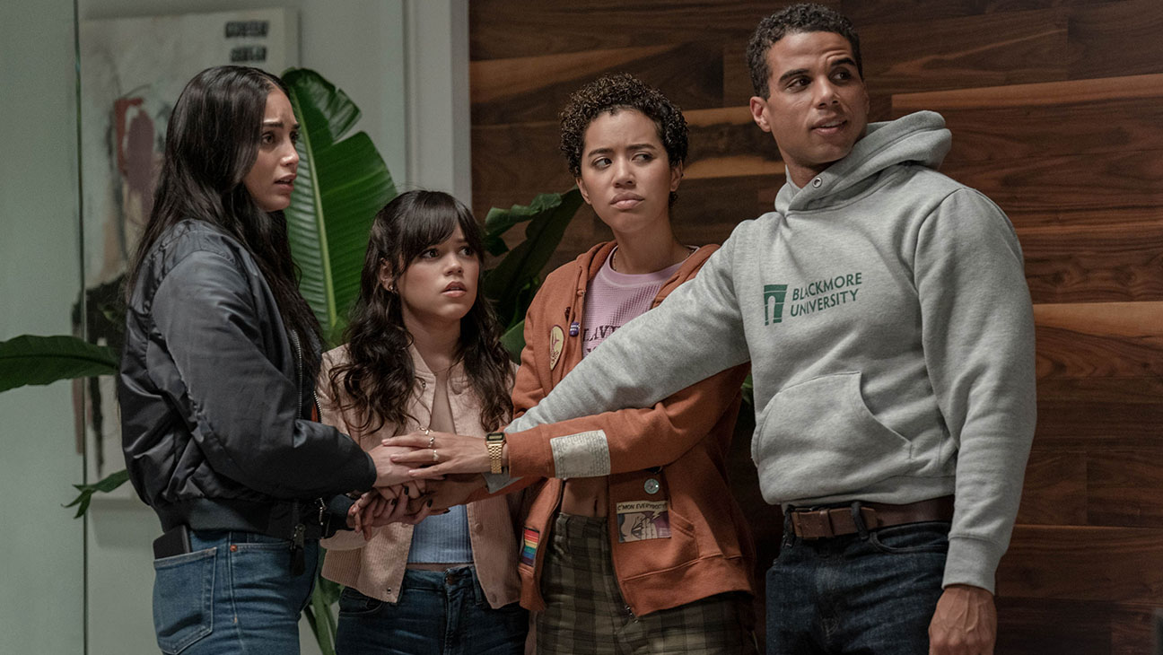 Melissa Barrera, Jenna Ortega, Jasmin Savoy Brown and  Mason Gooding in 'Scream VI.'