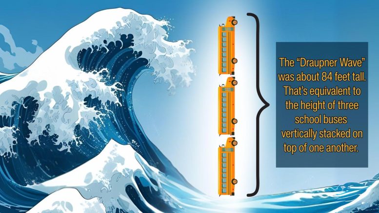 Size Comparison of the Draupner Wave to 3 School Buses