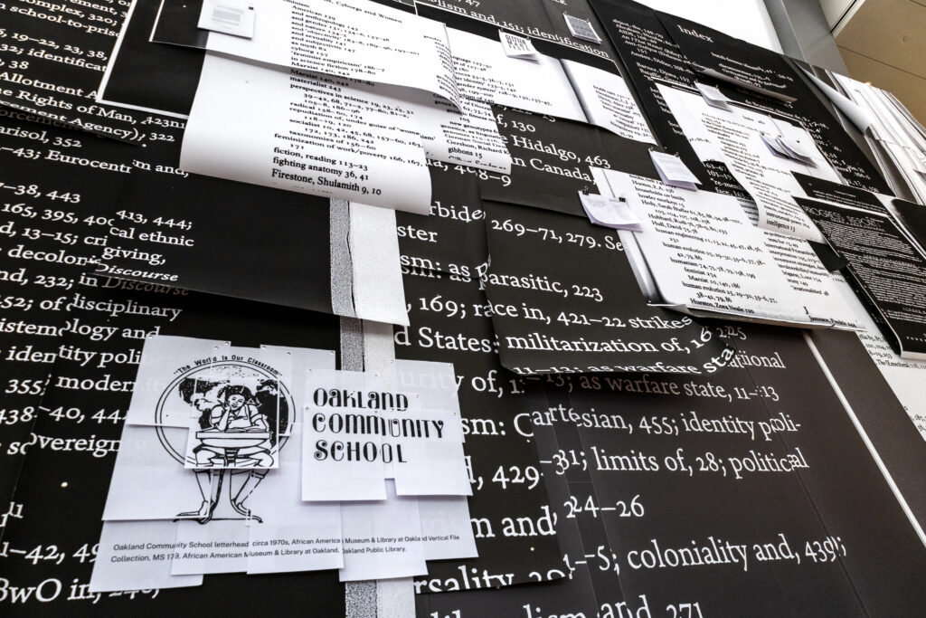 A close-up image of Stephanie Syjuco's "Present Tense (Roll Call)."