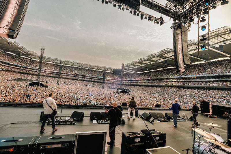 Oasis on stage at Croke Park on Saturday. Photograph: Big Brother Recordings