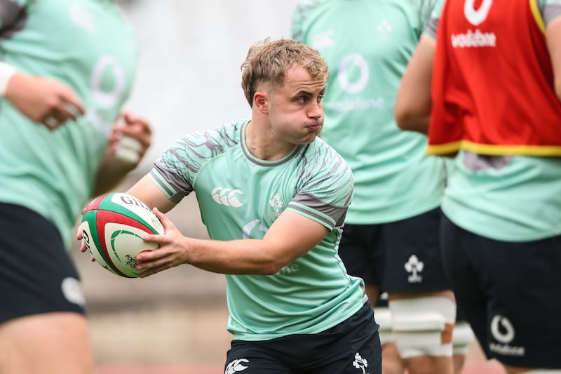 Craig Casey during Ireland's captain's run ahead of the game against Portugal in Lisbon last month. Photograph: Ben Brady/Inpho