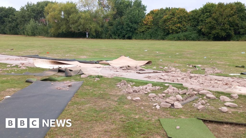 Vandals damage cricket pitch in Norbury Park in Croydon