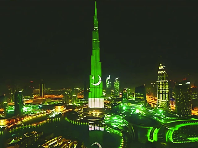 Dubai’s Burj Khalifa lights up in green