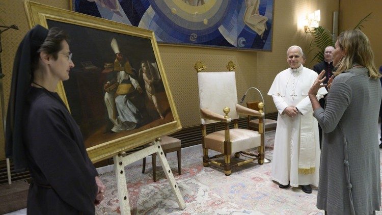 A delegation from the Vatican Museums presented a restored painting of Saint Augustine to Pope Leo XIV