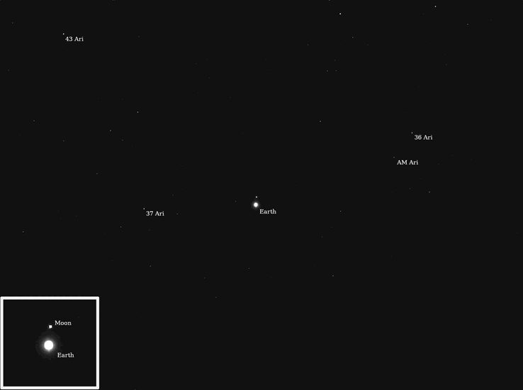 Image of the earth and moon as taken with Psyche (Image source: NASA, JPL-Caltech, and ASU)