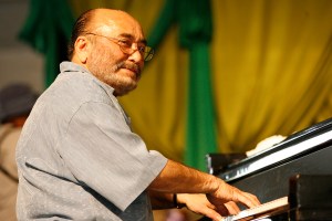 Eddie Palmieri (piano) at the New Orleans Fair Grounds in New Orleans, Louisiana (Photo by Skip Bolen/WireImage)