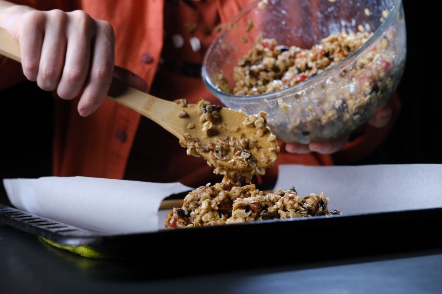Homemade granola being prepared.