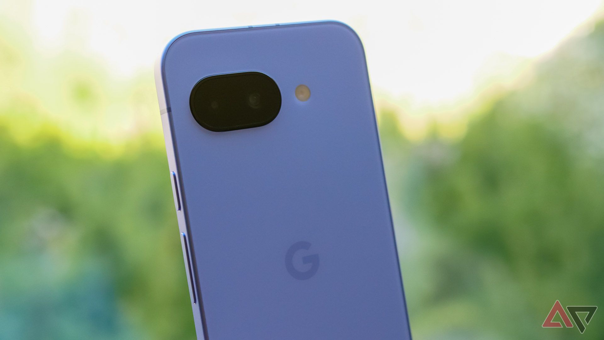 A close-up on the camera module on the Pixel 9a