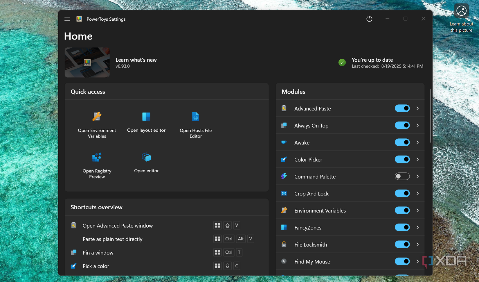 Screenshot showing Microsoft PowerToys Settings