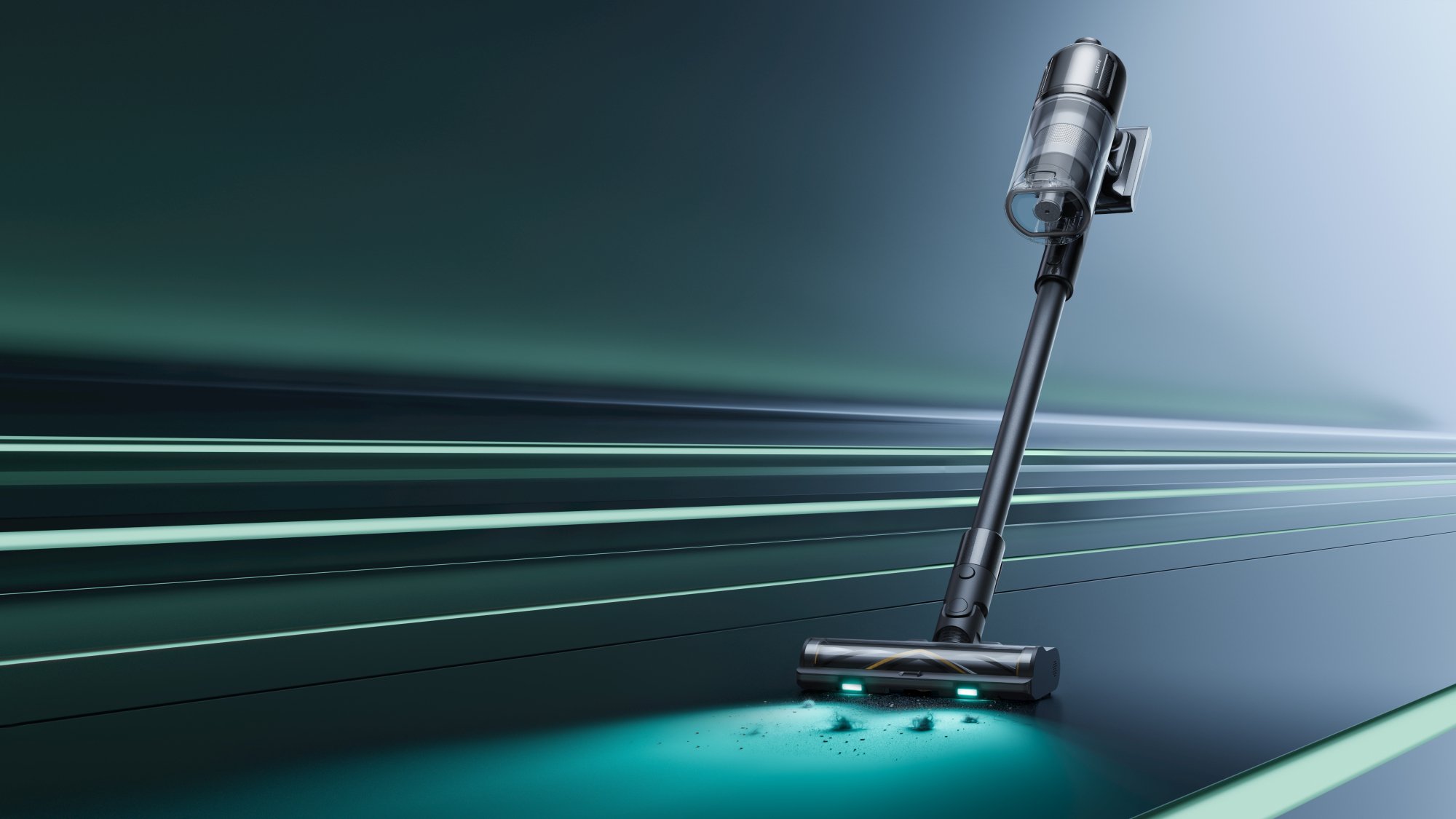 Dreame Z30 stick vacuum cleaning floor with LED light