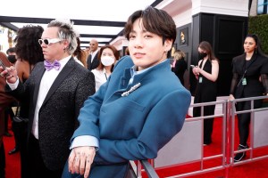 LAS VEGAS, NEVADA - APRIL 03: Jungkook of BTS attends the 64th Annual GRAMMY Awards at MGM Grand Garden Arena on April 03, 2022 in Las Vegas, Nevada. (Photo by Johnny Nunez/Getty Images for The Recording Academy)