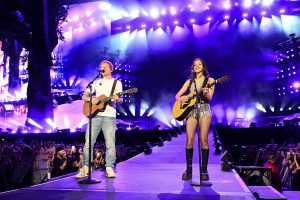 LONDON, ENGLAND - JUNE 27: Ed Sheeran joins Olivia Rodrigo on stage for a special guest appearance during her performance at BST Hyde Park at Hyde Park on June 27, 2025 in London, England. (Photo by Nicky J Sims/Getty Images for ABA)