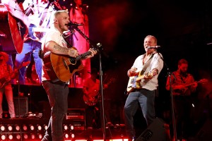 EAST RUTHERFORD, NEW JERSEY - JULY 20: Zach Bryan and Bruce Springsteen perform "Atlantic City" at MetLife Stadium on July 20, 2025 in East Rutherford, New Jersey. (Photo by Taylor Hill/Getty Images for ABA)