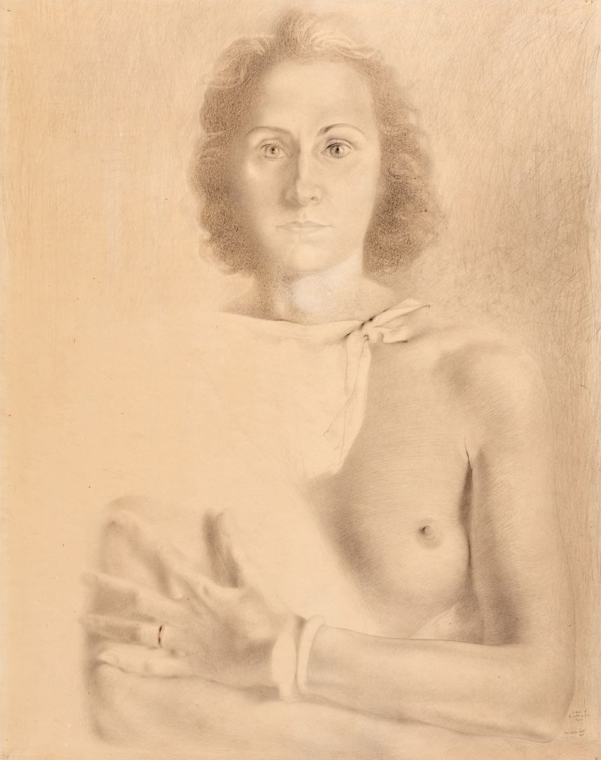A Dalí drawing of his wife, Gala, is among the works on paper up for auction.