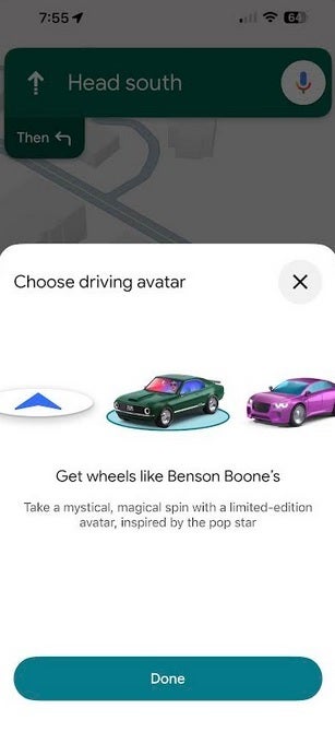 Drive a rock star's car...as your icon on Google Maps. | Image credit-PhoneArena - Google Maps wants to put you in a rock star's Mustang