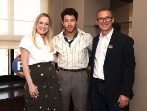 NEW YORK, NEW YORK - AUGUST 19: (L-R) Melissa Lowenkron, Nick Jonas and Franco Fogliato attend Fossil Present: Fossil Dinner at Soho Diner on August 19, 2025 in New York City.  (Photo by JP Yim/Getty Images for Fossil)