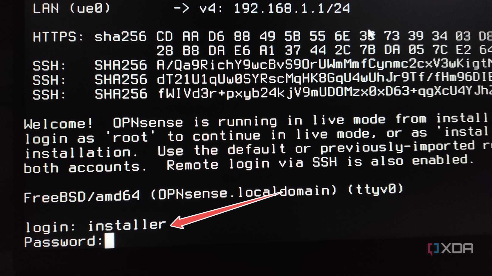Initiating the OPNsense installer