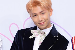 SEOUL, SOUTH KOREA - SEPTEMBER 18: RM of BTS attends the press conference for BTS's New Album 'LOVE YOURSELF: Her' release at Lotte Hotel Seoul on September 18, 2017 in Seoul, South Korea. (Photo by The Chosunilbo JNS/Imazins via Getty Images)