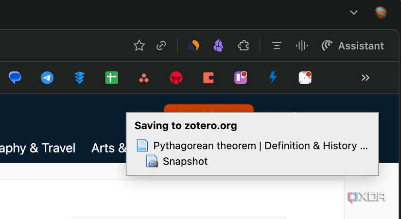 Saving to Zotero message