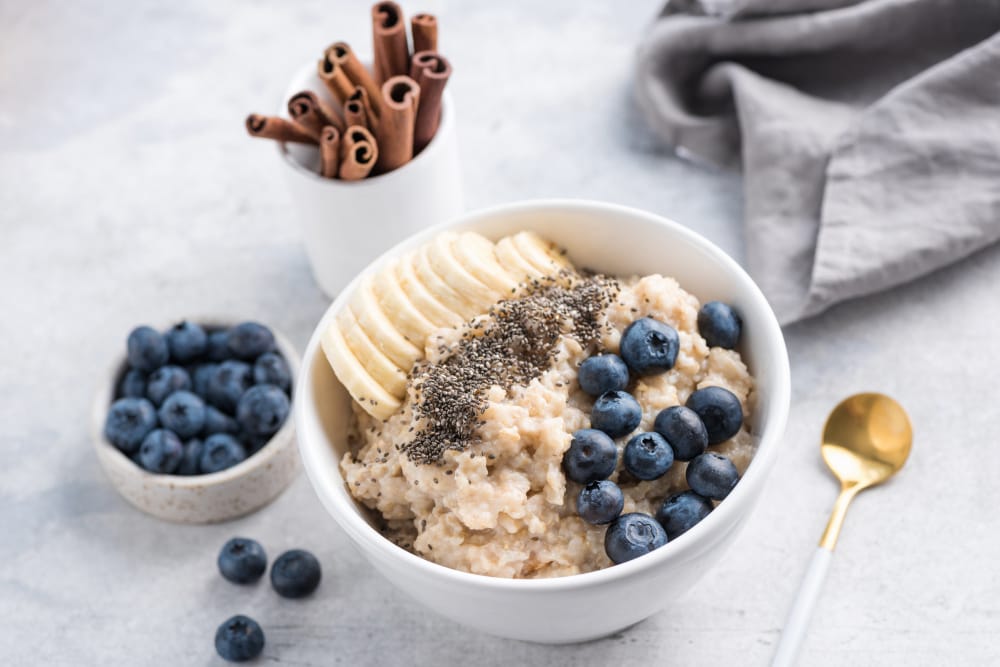 Chia seeds are added to overnight oats.(Shutterstock)