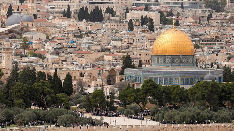 FILE PHOTO: A general view of Al-Aqsa compound, also known to Jews as Temple Mount, as Muslim worshippers attend the last Friday prayers of 