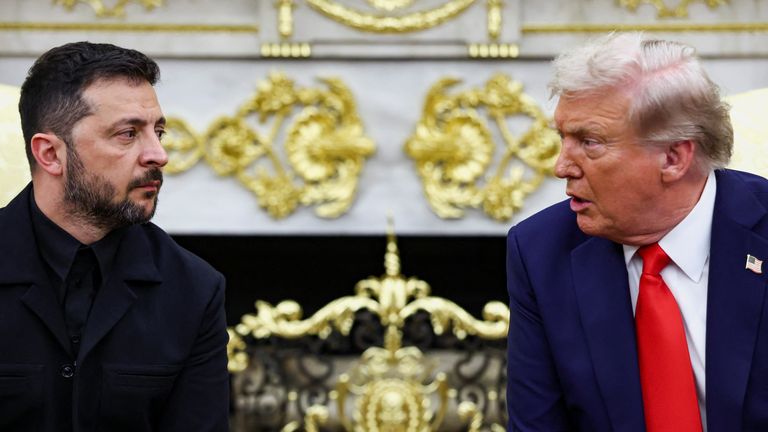 Mr Zelenskyy and Mr Trump during their Oval Office meeting in front of the media