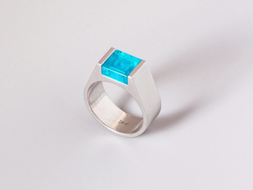 Ring with blue Lego 