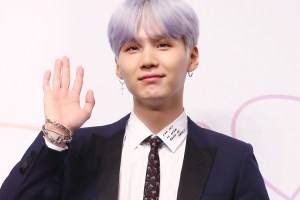 SEOUL, SOUTH KOREA - SEPTEMBER 18: Suga of BTS attends the press conference for BTS's New Album 'LOVE YOURSELF: Her' release at Lotte Hotel Seoul on September 18, 2017 in Seoul, South Korea. (Photo by JTBC PLUS/Imazins via Getty Images)