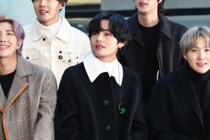 NEW YORK, NEW YORK - FEBRUARY 21:  (L-R) Jimin, Jungkook, RM, J-Hope, V, Jin, and SUGA of the K-pop boy band BTS visit the "Today" Show at Rockefeller Plaza on February 21, 2020 in New York City. (Photo by Cindy Ord/WireImage)