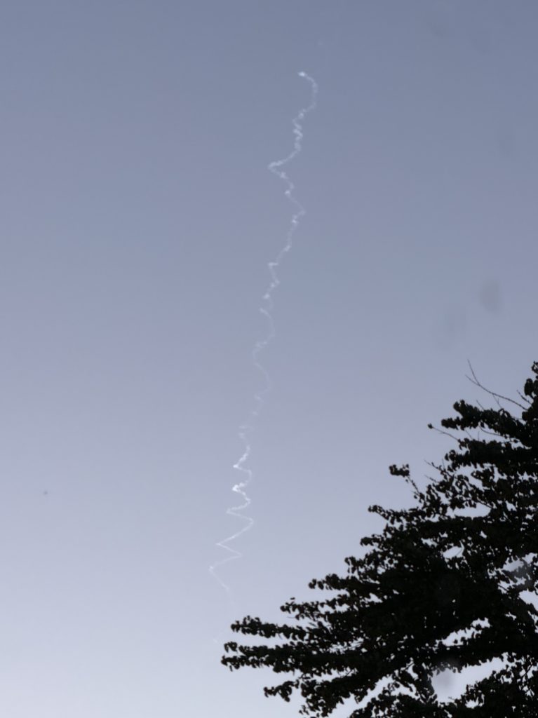Figure 3- Deformed vapor trail associated to the August 5th, 2025, 19h 17min UT fireball over Denmark, as photographed by M. Court from Birkerød (Denmark). Credit: M. Court