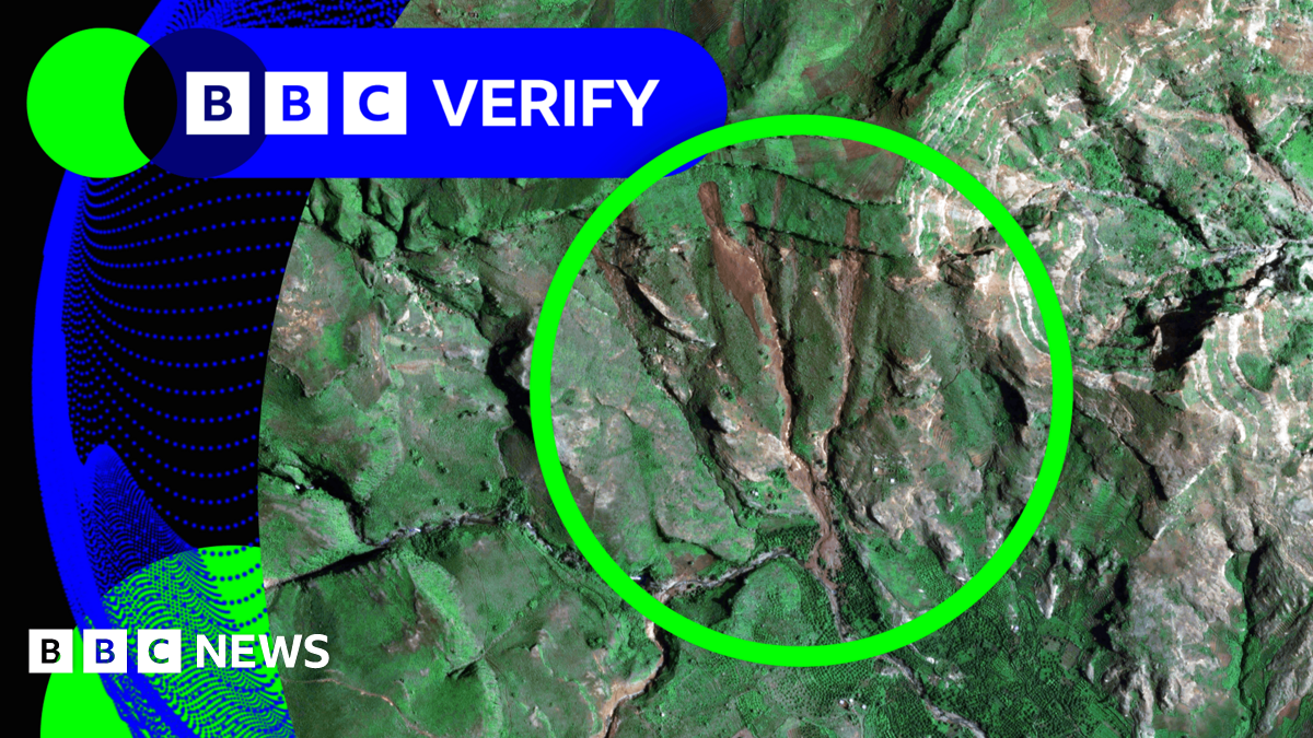 BBC Verify Live: Satellite images show path of deadly Sudan landslide