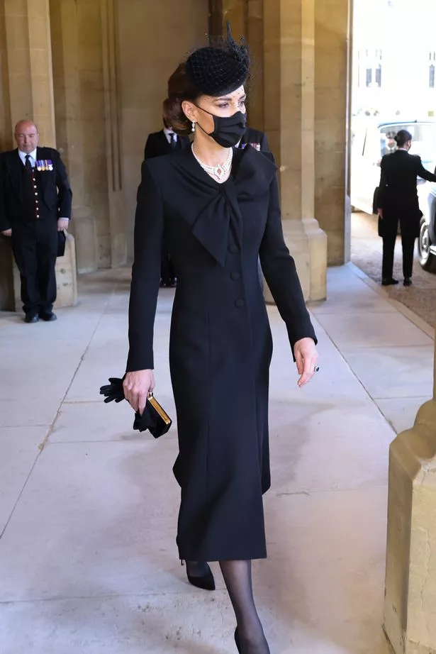 Kate wearing the same dress at Prince Philip's funeral in 2021