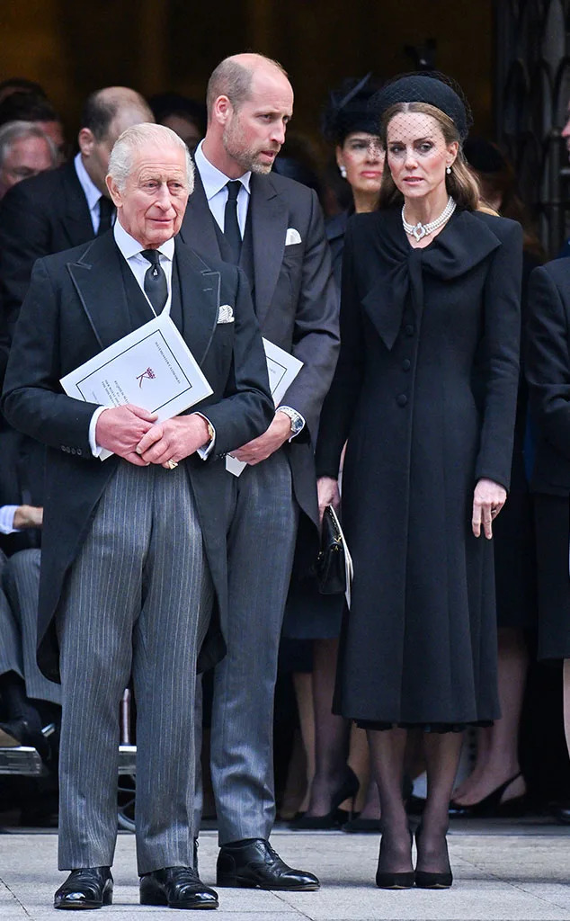 Kate Middleton, Prince William and King Charles III at Duchess of Kent's funeral, 2025
