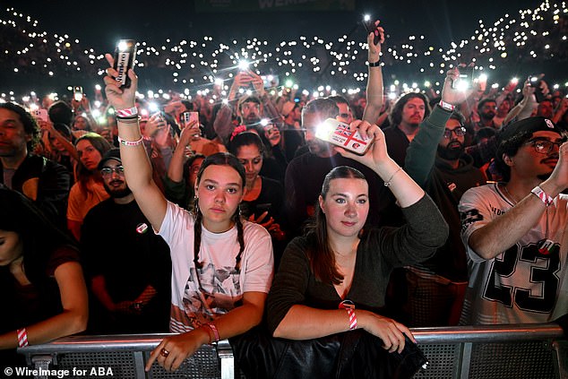 Pictured are some of those in attendance at the gig in Wembley on Wednesday